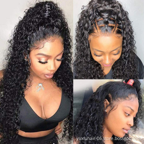 Wholesale India Curly Virgin Human Hair Pre Plucked with Baby Hair Wigs Lace Front Human Hair Wigs for Women Natural Color